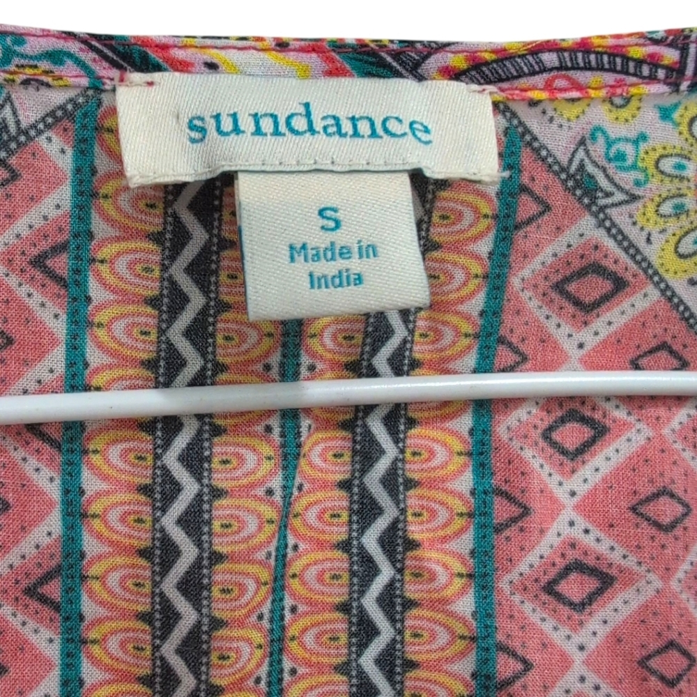 Sundance Dress Large Atzi Beach Coverup Multi Pom Pom Elastic Waist Pullover S - Picture 4 of 5